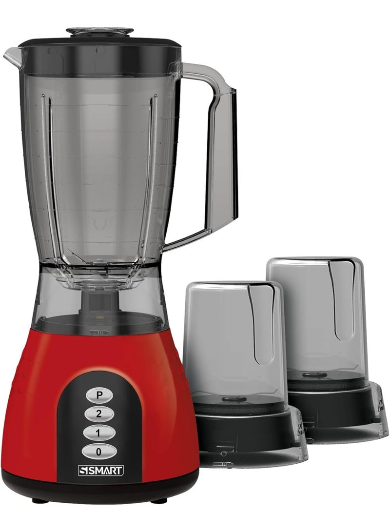 Smart SBL104PU 500W Unbreakable Piano Blender with 2 Grinders, 1.5L, Red/Black - Image 4